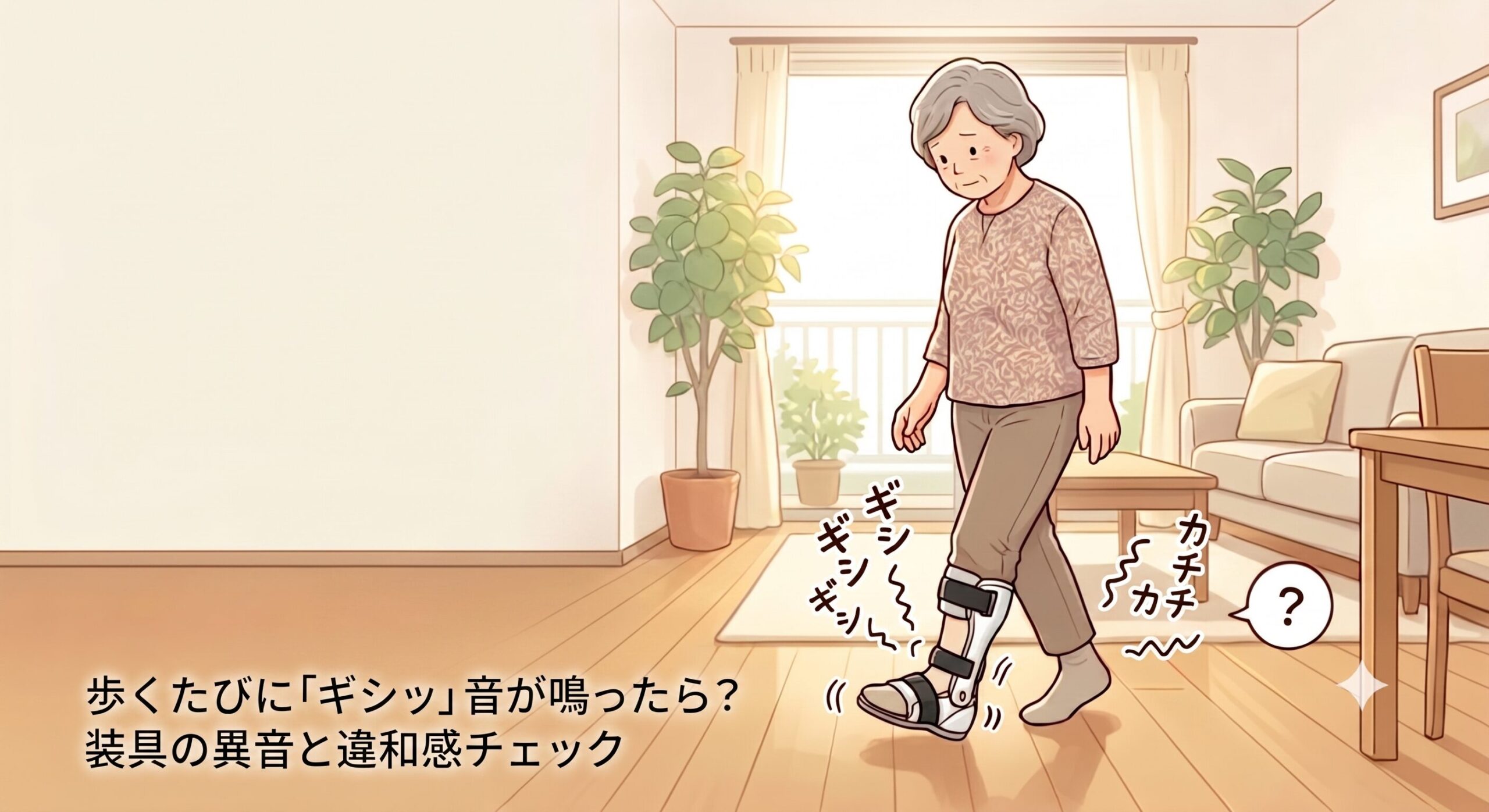 歩くたびに「ギシギシ」音が鳴ったら？装具の異音と違和感チェック - ゲイトソリューション、長下肢、作製等