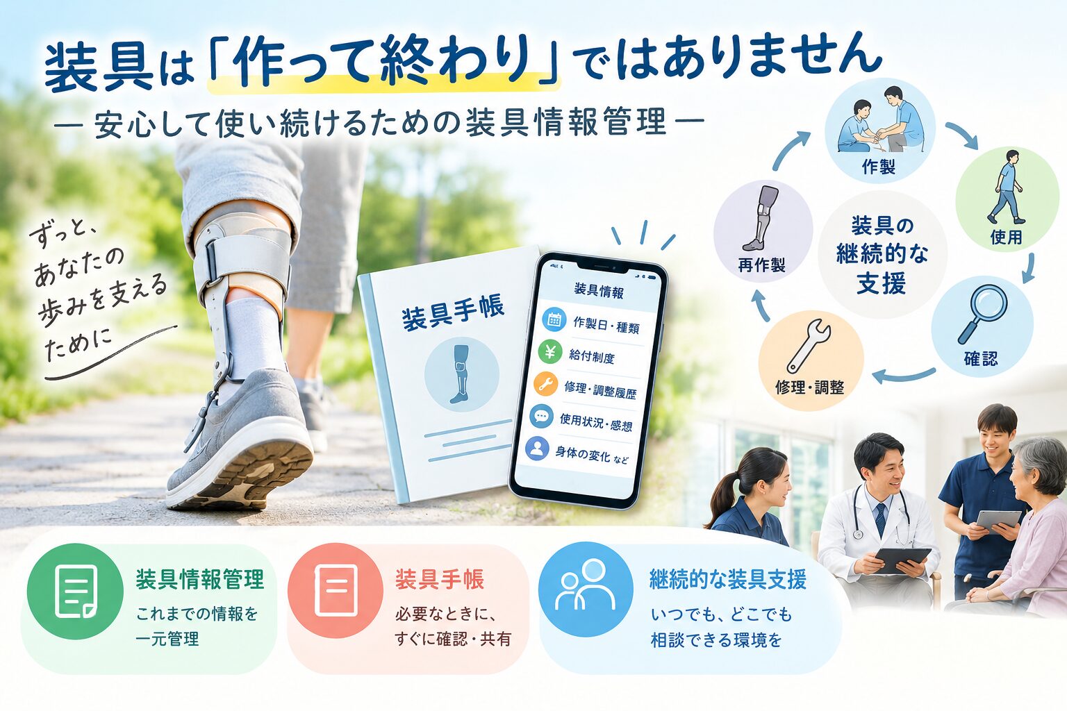装具は「作って終わり」ではありません   ―安心して使い続けるために、装具のこと、記録していますか？― - ゲイトソリューション、長下肢、作製等