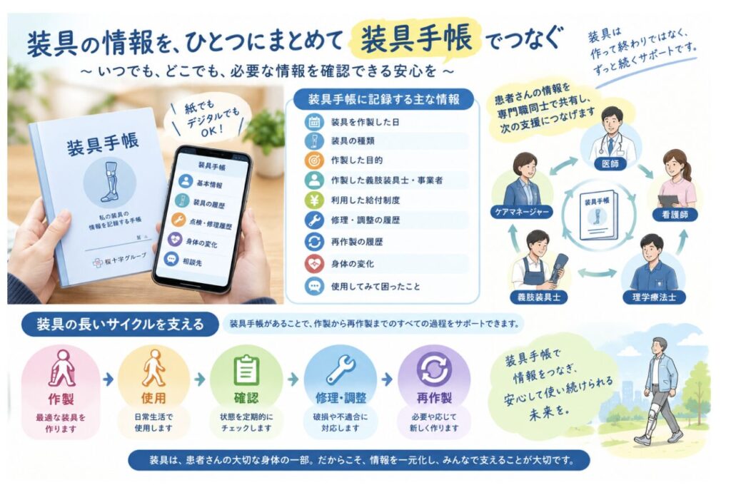 装具の情報を、ひとつにまとめて装具手帳でつなぐ